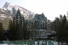 02 Banff Springs Hotel From Tennis Courts And Mount Rundle Behind In Winter